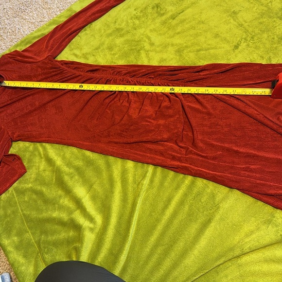 Donna Morgan Women's Ruched Princess Seam Dress Sz 6 Burnt Orange Shimmery - Picture 5 of 9